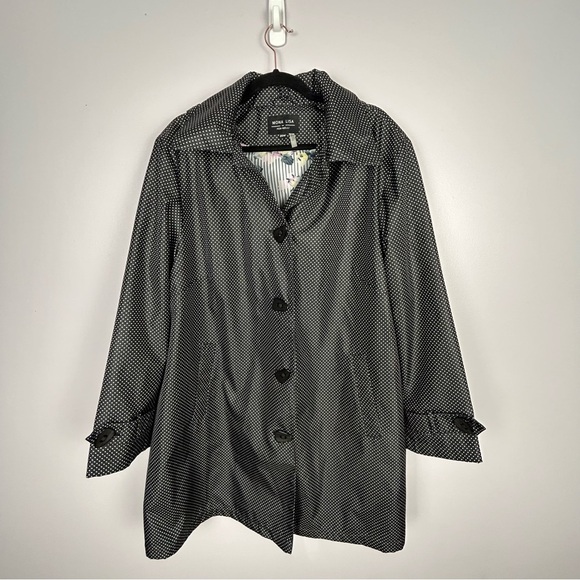 Mona Lisa by Fen-Nelli Classic Retro Vibe Black White Polka Dot Raincoat 20W - Picture 2 of 13